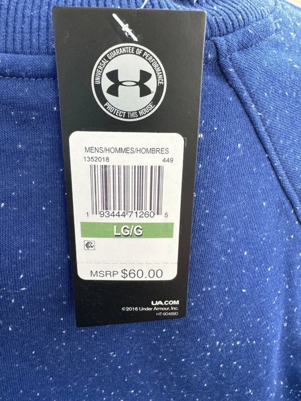 UA Under Armour Cotton Solid Sweatshirt Sweater Pullover Blue Loose Men’s Large